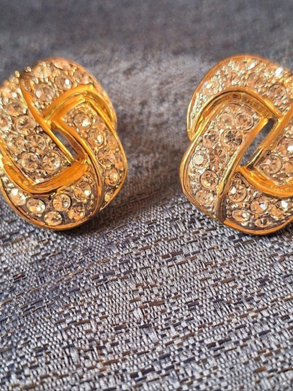 Gold-Tone Rhinestone Clip-On Earrings Like New